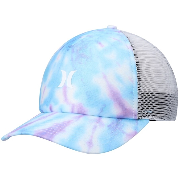 Hurley Logo Trucker Hat Adjustable Snapback, Tye Dye - Blue/Purple E NWT - Picture 1 of 4
